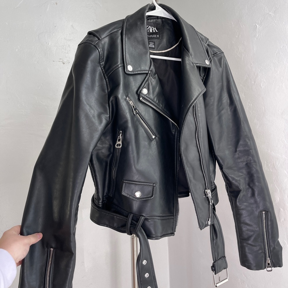 Zara Faux Leather Biker Jacket XL